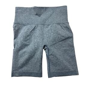 Womens M Heather Blue Athletic Scrunch Stretchy Biker Shorts